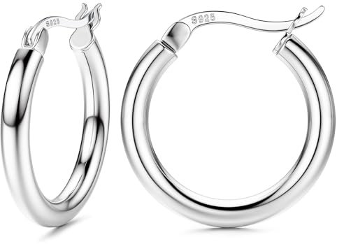 FIOROYAL Creolen Silber 925 für Damen Ohrringe Silber 925 Creolen Hypoallergene Große Mittelgroß Kleine Ohrringe Creolen Hoop für Mädchen 15MM