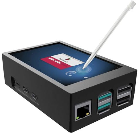 Jun-Saxifragelec para Raspberry Pi 5 Pantalla táctil con Carcasa ABS, Monitor de 3,5 Pulgadas con Ventilador, Pantalla TFT LCD de 320x480