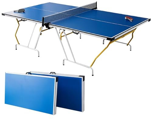Tavolo Da Ping Pong Di Medie Dimensioni Per Interni Per Gioco In Casa, Tavolo Da Ping Pong Pieghevole Da 9 Piedi Con Rete, 2 Racchette Da Ping Pong E 3 Palline