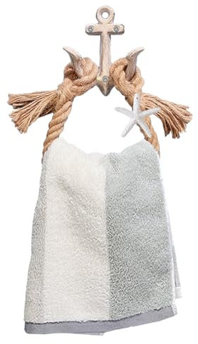 Perfeso.L Toilettenpapierhalter mit nautischem Seil, Wandmontage, Handtuchhalter, Handtuchring, Küste, Strand, Meer, Badezimmer, Dekoration, Papierrollenhalter mit Metallhaken, Anker, Dekoration,