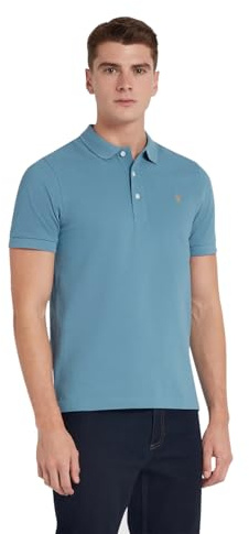 Farah Mens 'Blanes' Pique Polo T-Shirt - Short Sleeved (para Blue) XL