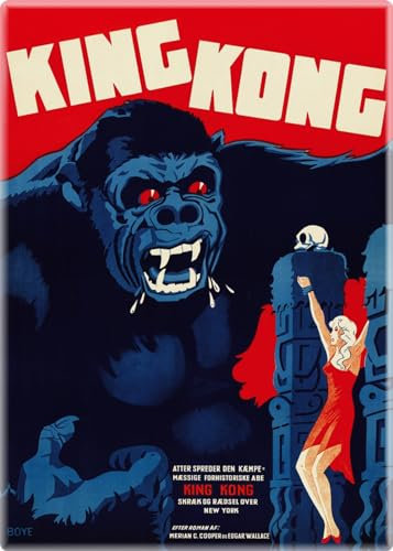 King Kong 1933 dänisches Filmposter, Vintage-Reproduktion, 6,3 x 8,9 cm, rechteckiger Magnet