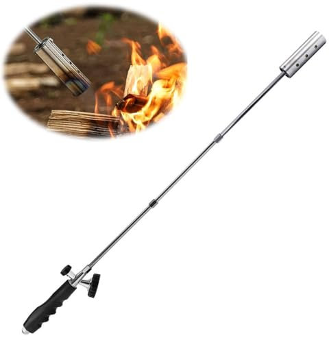 Lot de 2 chalumeaux à gaz butane pour l'extérieur, chalumeau de jardin, brûleur de mauvaises herbes, brûleur de barbecue au charbon de bois