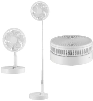 Bilake Ventilador portátil Recargable con USB batería de Litio 7200 mAh galan Blanco | Mini Ventilador Plegable inalámbrico sin Cables