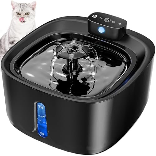 TOPPLEE Fontaine à Eau pour Chat, 3.2L 4000mAh Rechargeable Sans Fil Distributeur avec Détecteur de Mouvement, 5 Couches de Filtrage, Grande Capacité, Aussi pour Chiot