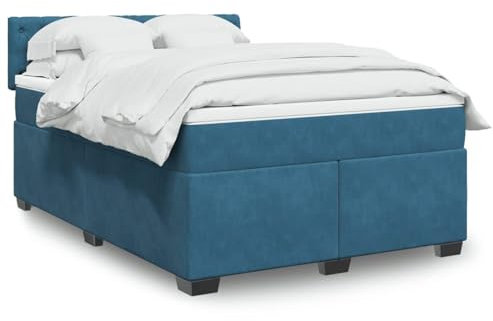 Juroupi Boxspringbett mit Matratze Blau 140x200 cm Bett Boxspringbett Bett Mit Matratze Polsterbett Schlafzimmer MöBel Samt - 3288640