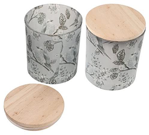 Alipis Ensemble de Bougeoirs en Verre pour Décoration D'intérieur Porte-Bougie à Thé Couvercle en Bois pour Centre de Table