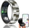 Gbbazu Smart Ring for Men Women, Sleep Tracking Wearable, Heart Rate, Fitness Tracker, Step Blood Oxygen Blood Pressure Tracker,Calorie Tracking, Shake to Take Photos (Sliver, Size 9)