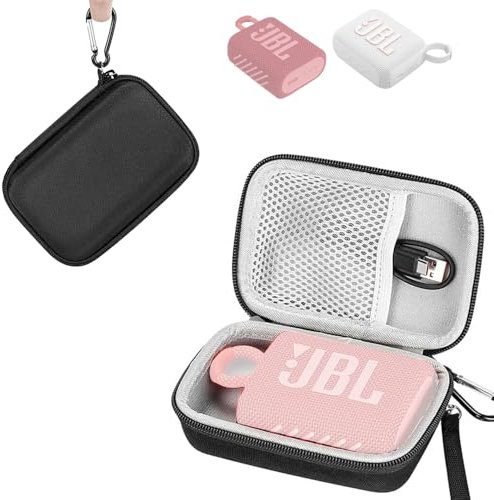 LHPHEIX Hard Shell Case for JBL GO 4 GO 3 Bluetooth Speaker,Carrying Case Travel Case with Wrist Strap and Hiking Buckle,for JBL GO 4 / GO 3 Portable Speaker Accessories (Grey)