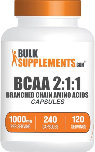 BulkSupplements.com BCAA 2:1:1 Capsules - Branched Chain Amino Acids, BCAA Supplements, BCAA Capsules, BCAA Pills - Gluten Free, 240 Capsules (Pack of 1)