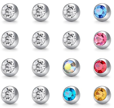 21 Stück Piercing Kugeln Set 14G Gewinde Chirurgenstahl Piercing Ersatzkugel Kugeln 5mm Bauchnabelpiercing Kugeln für Piercing Nase Lippe Augenbrauen Bauchnabel Zunge