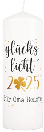 Herz & Heim® Stumpenkerze Glückslicht personalisiert mit Wunschtext