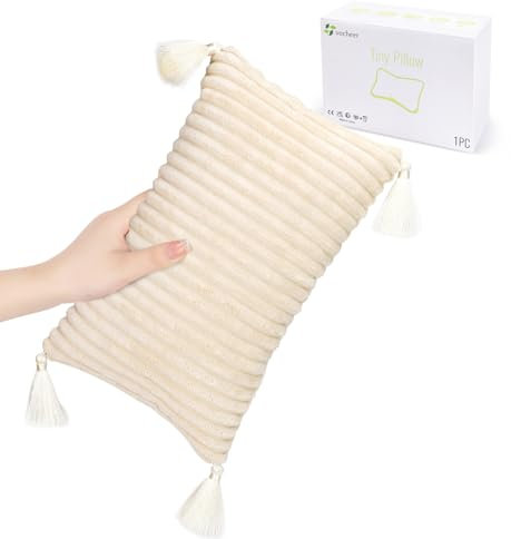 vocheer Kleines Reisekissen mit Quasten, 27,9 x 17,8 cm, Nackenkissen zum Schlafen, Mini-Reisekissen, winzige Kissen für Nacken, Handgelenk, Lendenwirbelsäule und Knie, Haustierkissen, Plüschkissen