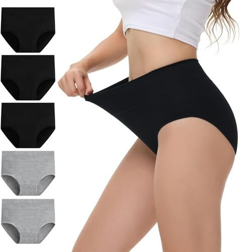 NUOZA Mutande Donna Cotone Vita Alta Slip Pacco da 5 Intimo Culotte Donna Mutandine Elastico Pancia Piatta Underwear
