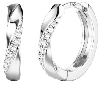 JeweBella Creolen Silber 925 Wasserfest 18K Gold Ohrringe Hypoallergen Creolen Silber Gold Klein 10MM Goldene Ohrringe Vergoldet für Damen Mädchen Kinder