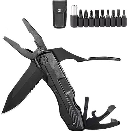 Foyscr 5 in 1 Multi Tool, Foldable Stainless Steel Pliers Set, Includes Oxford Storage Bag, Perfect for Camping Fishing Outdoor Adventures, Gift for Men