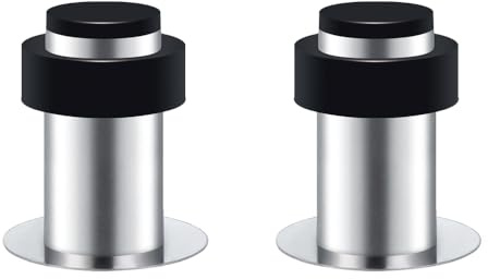 lot de 2 Butée de Porte Mural, Hauteur 60mm, Arrêts de Portes en Acier Inoxydable avec Autocollant et Vis, Butoir Porte Sol