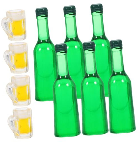 Vaguelly 2satz Teiliges Miniatur Bierflaschen Tassen Für Puppenhäuser Realistische Dekoration Für Miniaturen Und Fotorequisiten Stabil Und Langlebig