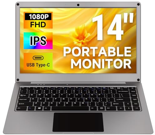 ELECROW Portable Monitor with Keyboard, 14inch 1080P FHD Lapdock Compatible with Raspberry Pi 5/Mini PC/Phone/PC, CrowView Note Portable Screen Built-in Battery