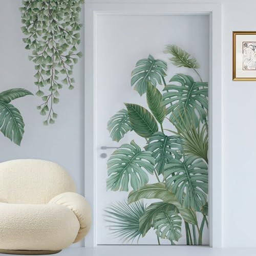 2 Stücke Wandtattoo Pflanzen Tropische Blätter Wandaufkleber Grün Natur Dschungel Schlafzimmer Flur Wandsticker Wohnzimmer Kinderzimmer Deko für Modern Küche Wohnzimmer Flur Wand Deko Wall Stickers