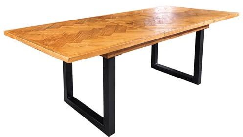 Riess Ambiente Ausziehbarer Esstisch MOSAIK - 140-180cm - braun schwarz - recyceltes Massivholz Metall - Holztisch Küchentisch Industrial Design