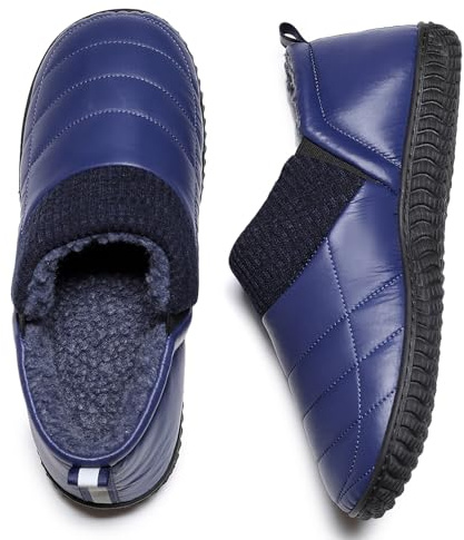 Git-up Pantuflas de hombre de espuma viscoelástica, suaves y cálidas, con tejido de punto, con paneles elásticos, zapatillas de casa para interior/exterior con suela antideslizante