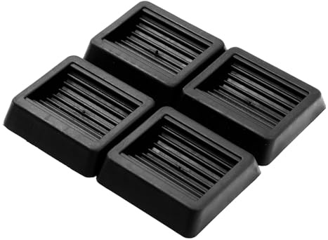 4 Stück Möbeluntersetzer Rechteckig rutschfest Gummi Schwarz | Rollenuntersetzer Möbelräder Stopper Gummifüße Pads Möbel Untersetzer für Böden Räder Möbel Sofas und Bett