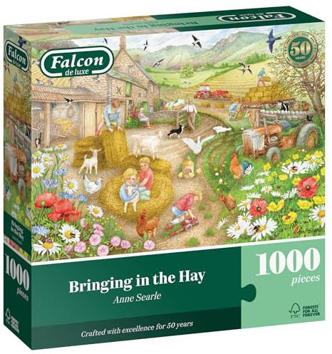 Falcon Bringing in the Hay - 1000 Piece Adult Jigsaw Puzzle - Country Scene | 1000 Pc Adult Jigsaws - Nostalgic, Charming Large Puzzles - Cosy Rainy Day Activity, Christmas & Birthday Gift - 68 x 49 cm