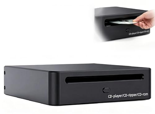 Portable CD Ripper, Audio Digitizer for Hi-Fi Systems, High Speed Automatic Transcription to WAV Format Lossless Records, External Optical Drive with CNC Aluminum Housing