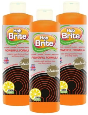 Fabulosa Hob Brite, Electric, Ceramic, Induction and Halogen Hob Cleaner and Stain Remover, Powerful Formula for Sparkling Hobs, 250ml, 3 Pack, Lemon Sherbet