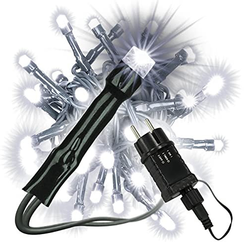LED Lichterkette 100er kaltweiß - grün 10m aussen BA11693