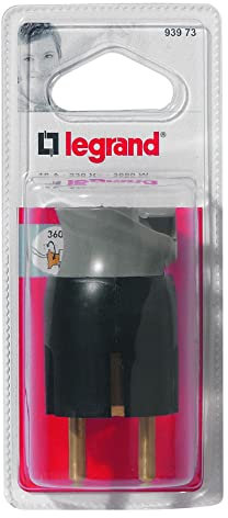 Legrand - Fiche mâle avec terre plastique - orientation du câble 360° - blister - noir