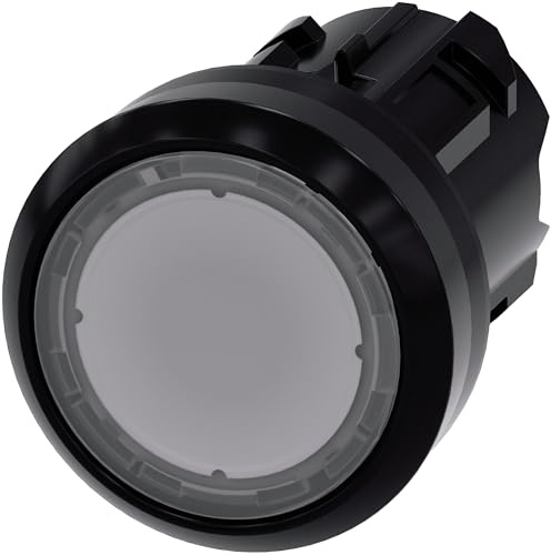 Siemens 3SU1001-0AB70-0AA0 Illuminated PUSHBUTTON, 22MM, Round, Plastic, Clear, Flat Button, MOMENTARY Contact Type, White