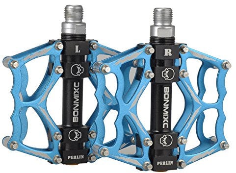 BONMIXC Pedale Fahrrad aus Aluminiumlegierung, BMX Fahrrad-Pedale Plattform, Abgedichtetes Lager, 9/16” Gewinde (Blau)