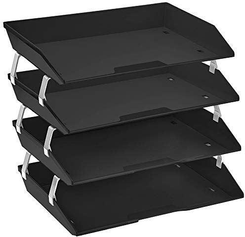 Acrimet Facility 4 Ebenen Briefablage Seiteneinschub, Letter Tray/A4, Desktop Datei Organizer, Kunststoff (Schwarz)