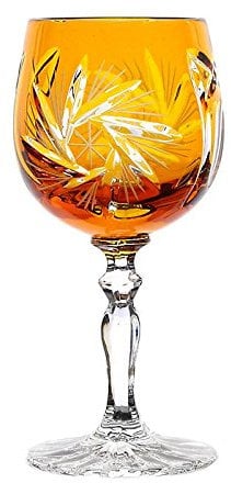 CRISTALICA Likörglas Likörkelch Wodkaglas Schnapsglas Schleuderstern Gelb 60 ml Handgeschliffen Kristallglas
