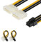 2er-Pack Netzkabeladapter von J&D, 6-polige PCI-E-Stromverbindung auf 2 x 4-polige Molex-LP4-Stromverbindung, 6 Zoll / 15 cm, schwarz 2er-Set
