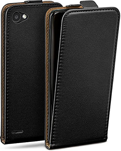 moex Flip Case für LG Q6 Hülle klappbar mit 360 Grad Schutz, Handyhülle mit Displayschutz, PU Leder Handytasche Lederhülle, Flip Case Cover Klapphülle, Schwarz