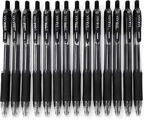 Zebra - Sarasa einziehbarer Gelroller - schnelltrocknend - 0.7 mm - schwarz - 14er-Pack