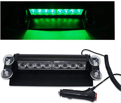 Lumières LED d'urgence voyant d'avertissement LED,12V 8 voyants de balisage d'avertissement de danger de LED pour tableau de bord/visière/pare-brise avant de véhicule avec la ventouse (Vert)