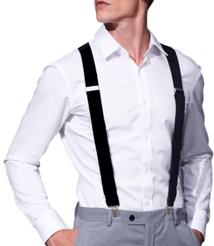 Cocoarm Hosenträger für Herren Breit Extra Starken 5 cm Elastisch und Verstellbar mit 4er Clips X Form lange Suspenders für Männer und Damen Hose X Form