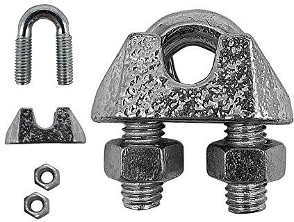 DOJA Industrial | Wire Rope Clip Cable CLAMP M3 | Pack 15 | Steel Cable Ties of GALVANISED Steel Heavy Duty | Cable Clip clamp crimps for Steel Wire Rope | U Clamps to Tension Cable Garden Metal Vine