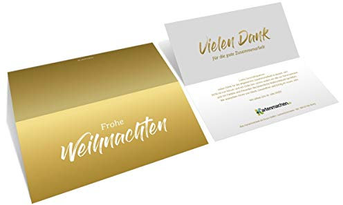 20 x Individuelle Firmen Weihnachtskarten/Weihnachtsgrüße Klappkarte DIN Lang - Goldene Weihnacht