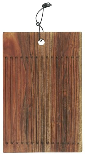 IB Laursen Schneidebrett mit Rillen 25x38 cm Akazien Holz Geölt Lederband