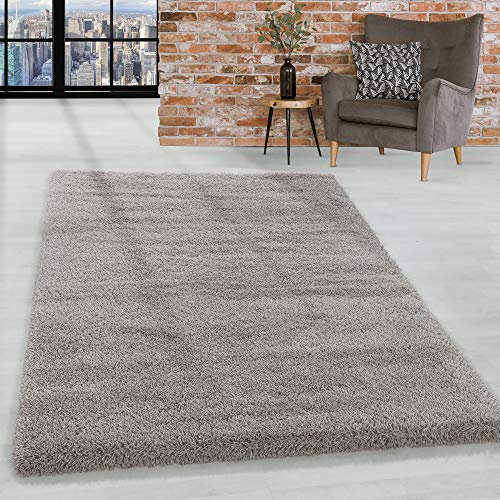 HomebyHome Shaggy Teppich Wohnzimmer 160 x 230 cm - 50 mm Florhöhe Hochflor Wohnzimmerteppich Beige Extra Weich und Flauschig - Langflor Teppiche für Schlafzimmer, Küche, Flur - Carpet, Halı
