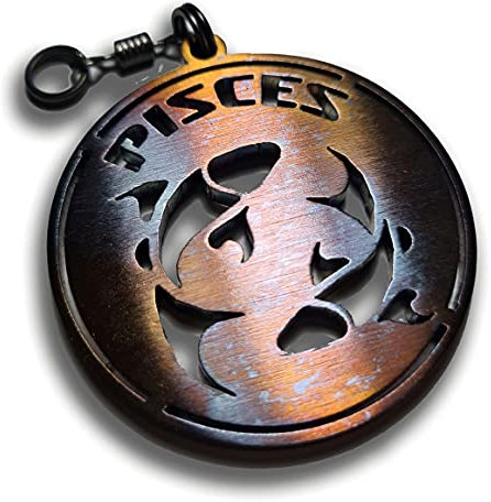 FORTILLO Sternzeichen Fische Schlüsselanhänger - handgemachte (Gebläuter Stahl)