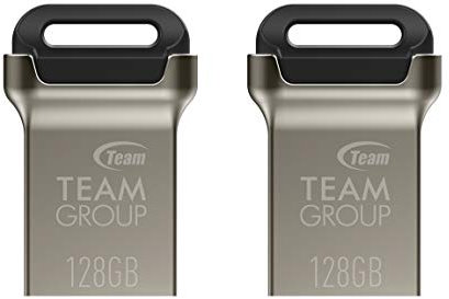 TEAMGROUP C162 128GB 2 Pack USB 3.2 Gen 1 USB 3.1/3.0 Mini Fits Metal Read 140MB/s Flash Thumb Drive External Data Storage Memory Stick Compatible with Computer/Laptop Black TC1623128GB22