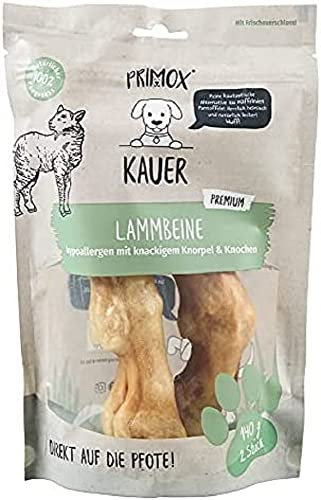 PRIMOX KAUER Lammbeine - hypoallergen mit knackigem Knorpel & Knochen - Kausnack für Hunde Hundeleckerlie/Kauknochen/Zahnpflege, 1er Pack (1 x 0.14 kilograms)