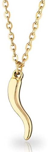 inSCINTILLE Halskette Damen Edelstahl Glückshorn mit verstellbarer Kette (Gold)