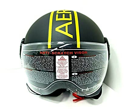 Jethelm Demi Urban Motorradhelm zugelassen ECE 22 Visier Avio Scooter AER schwarz matt Fashion gelb Größe XL ...